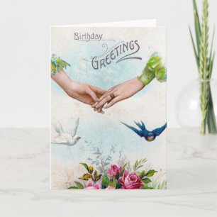 Birthday Greetings Hands and Birds Card