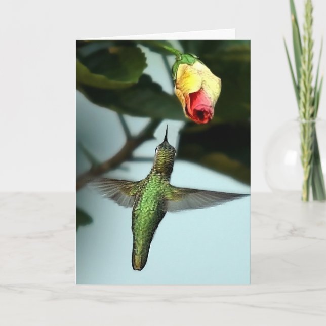 Birthday Greetings Hummingbird Card (Front)