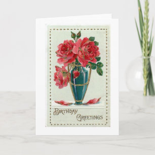 Birthday Greetings Roses Blank Greeting Card