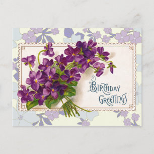 Birthday Greetings with Violets Postcard