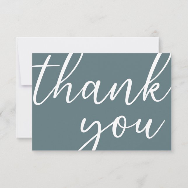 Birthday Grey Modern Script Thank You Card (Front)