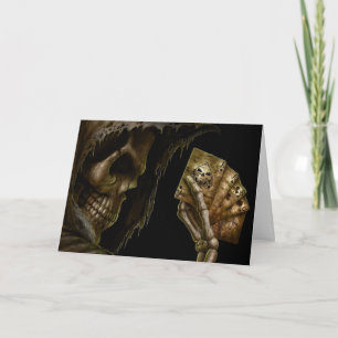 Birthday Grim Reaper Plays Cards With Winning Hand