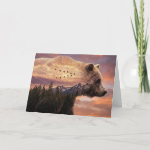 Birthday Grizzly Bear and Mountains Card