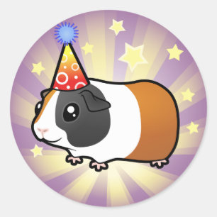 Birthday Guinea Pig (smooth hair) Classic Round Sticker