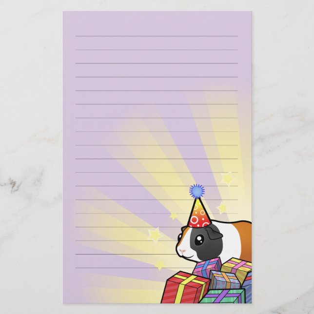 Birthday Guinea Pig (smooth hair) Stationery (Front)