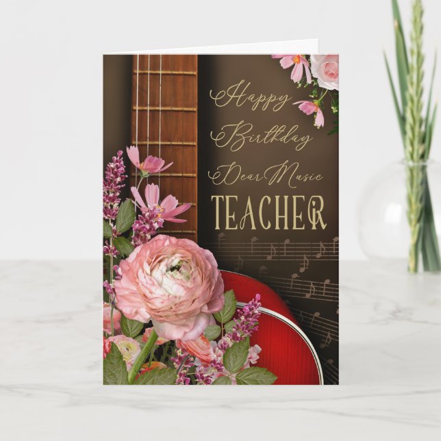 Birthday Guitar Instructor Greeting Card (Front)