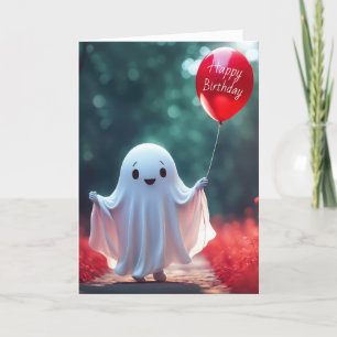 Birthday Halloween Ghost Holiday Card