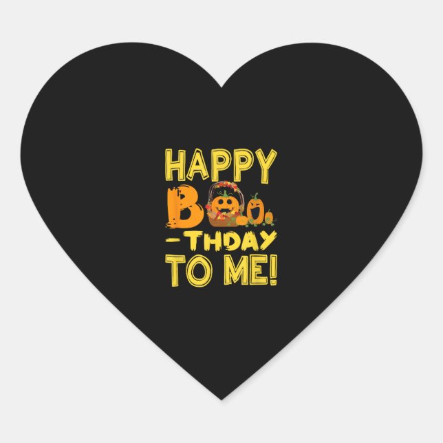 Birthday Halloween Happy Boo-thday to Me Pumpkin Heart Sticker (Front)