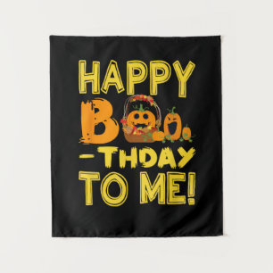 Birthday Halloween Happy Boo-thday to Me Pumpkin Tapestry