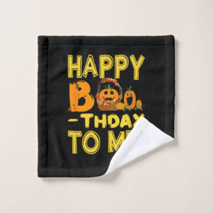 Birthday Halloween Happy Boo-thday to Me Pumpkin Wash Cloth