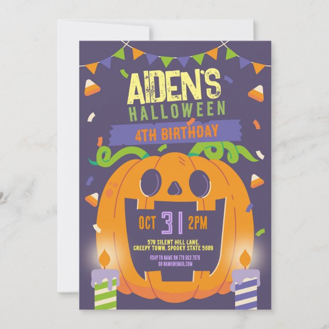 Birthday Halloween Kids Party Pumpkin Party Invitation (Front)