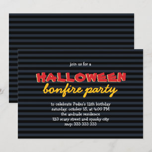 Birthday Halloween Party Bonfire Teen Boy 12th Invitation