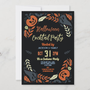 Birthday Halloween Pumpkin Party Ghosts Cocktail  Invitation