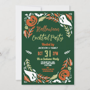 Birthday Halloween Pumpkin Party Ghosts Cocktail  Invitation