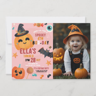 Birthday Halloween Pumpkin Photo Party Kids Invitation