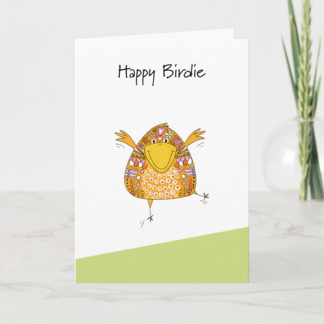 Birthday Happy Birdie Holiday Card (Front)