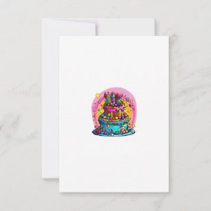 Birthday, happy birthday cake, colourful thank you card