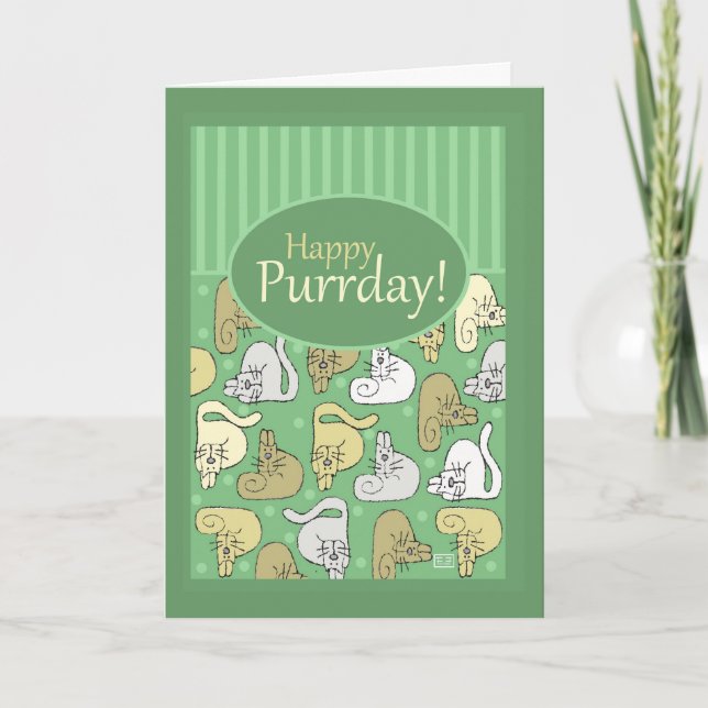 Birthday, Happy Birthday, Cat, Cute Purr Card (Front)