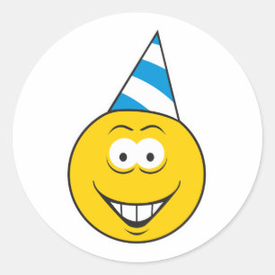 Birthday Hat Face Classic Round Sticker