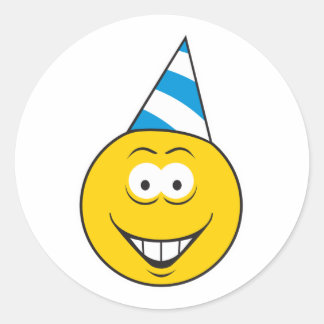 Birthday Hat Face Classic Round Sticker