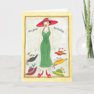 Birthday Hat Girl Card