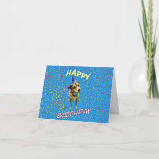 Birthday Hat Puppy - Fun Folded Greeting Card