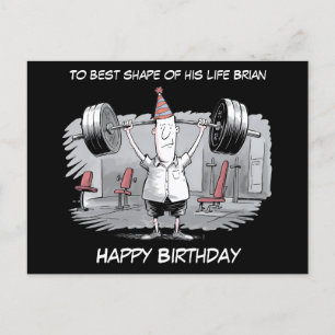 birthday hat wearing skinny man birthday postcard