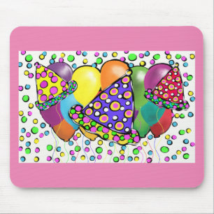 BIRTHDAY HATS DESIGN MOUSE MAT