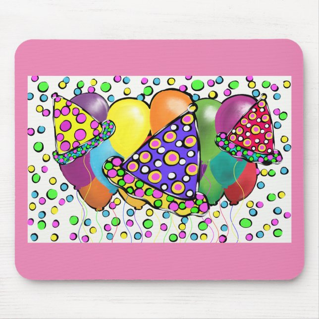 BIRTHDAY HATS DESIGN MOUSE MAT (Front)