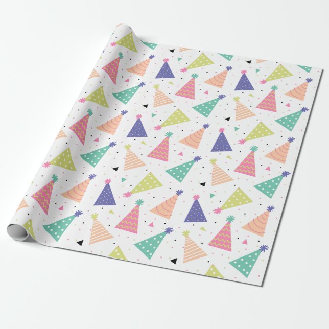 Birthday Hats Wrapping Paper (Unrolled)