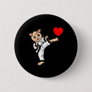 Birthday Heart Birthday Greetings Cat Karate Judo 6 Cm Round Badge