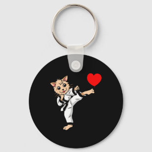 Birthday Heart Birthday Greetings Cat Karate Judo  Key Ring