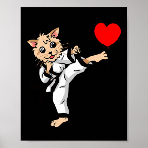 Birthday Heart Birthday Greetings Cat Karate Judo Poster