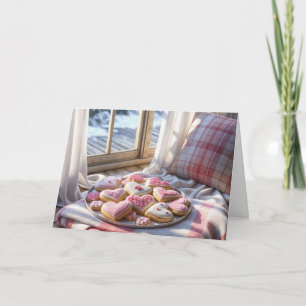 Birthday Heart Cookies On Blanket Card