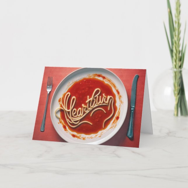 Birthday Heartburn Spaghetti Dinner Card (Front)