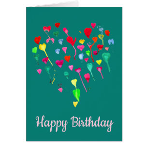 Birthday Hearts whimsical colourful heart art