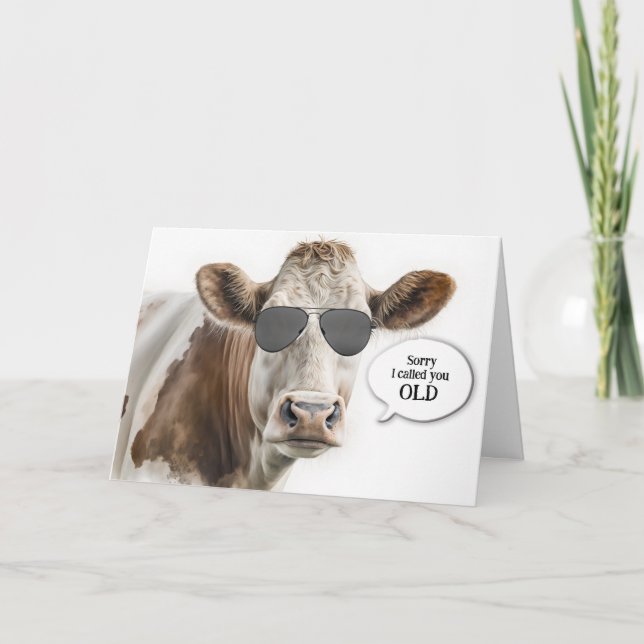 Birthday Hereford Humour With Sunglasses Card (Front)