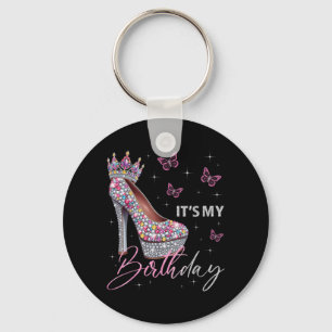 Birthday High Heel Crown Butterflies Stars B-Day 1 Key Ring