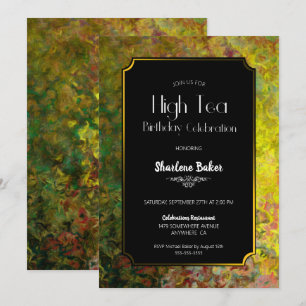 Birthday High Tea Black and Gold Party Invitation