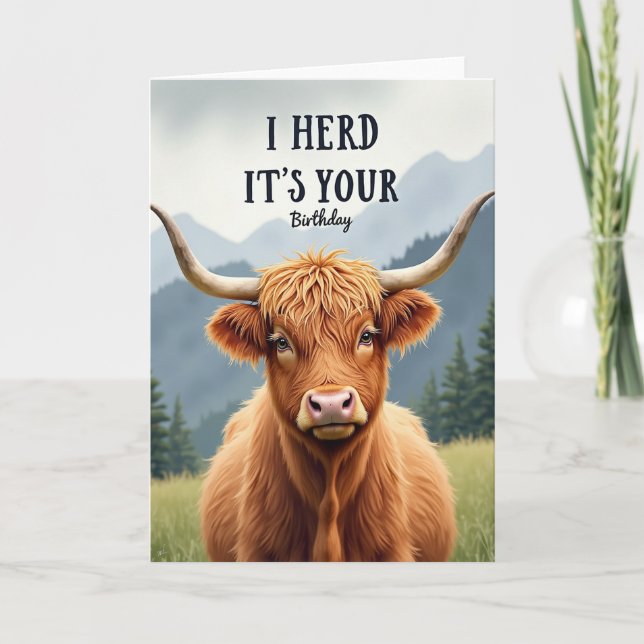 Birthday Highland Cow Card (Front)