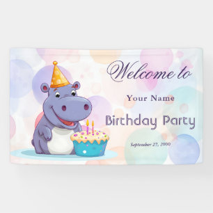 Birthday Hippo Baby Shower Welcome Banner