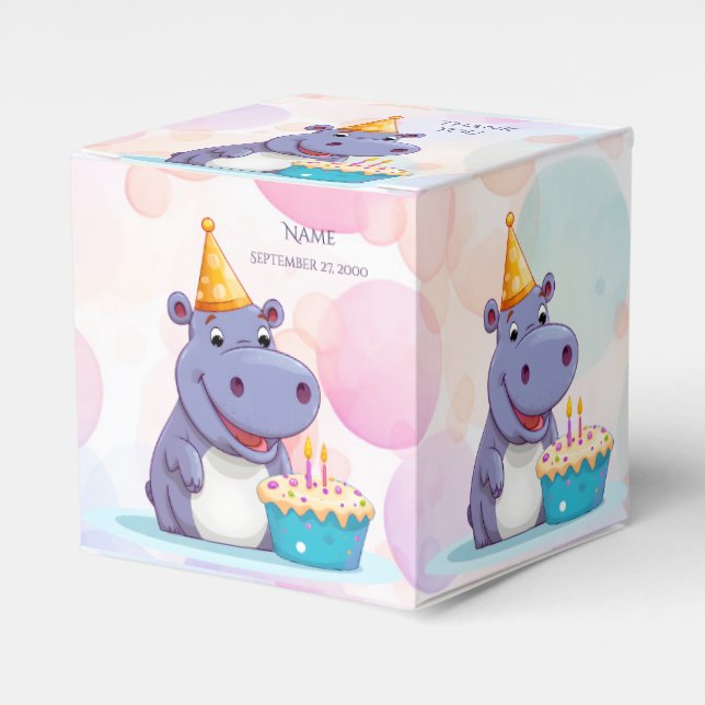 Birthday Hippo Favour Box (Front Side)
