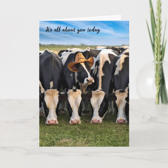 Birthday Holstein Cows Grazing Card (Front)