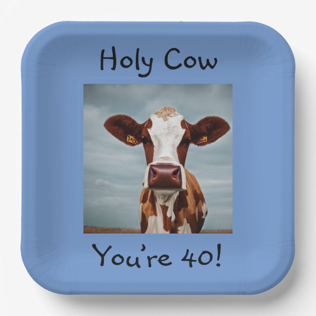 Birthday Holy Cow Paper Plate (Front)