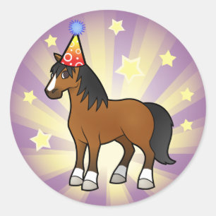 Birthday Horse Classic Round Sticker