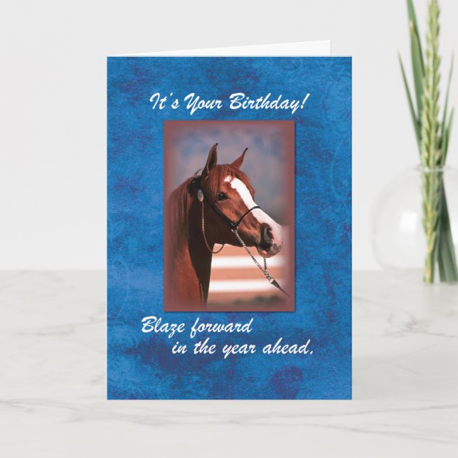 Birthday Horse on Blue Card (Front)