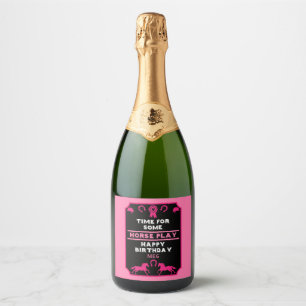 Birthday Horseback Riding  Sparkling Wine Label