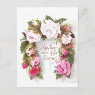 Birthday Horseshoe Rose Postcard
