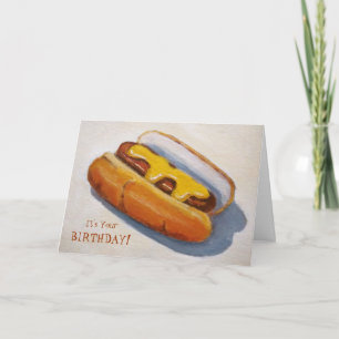 Birthday: Hot Diggety Dawg: Painting of Hot Dog Card