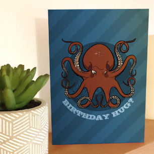 Birthday Hug Octopus Tentacles Cartoon With Text Card